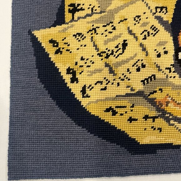 Vtg 1970s Completed Needlepoint Violin Instrument Sheet Music Wall Hanging Decor - Picture 9 of 16